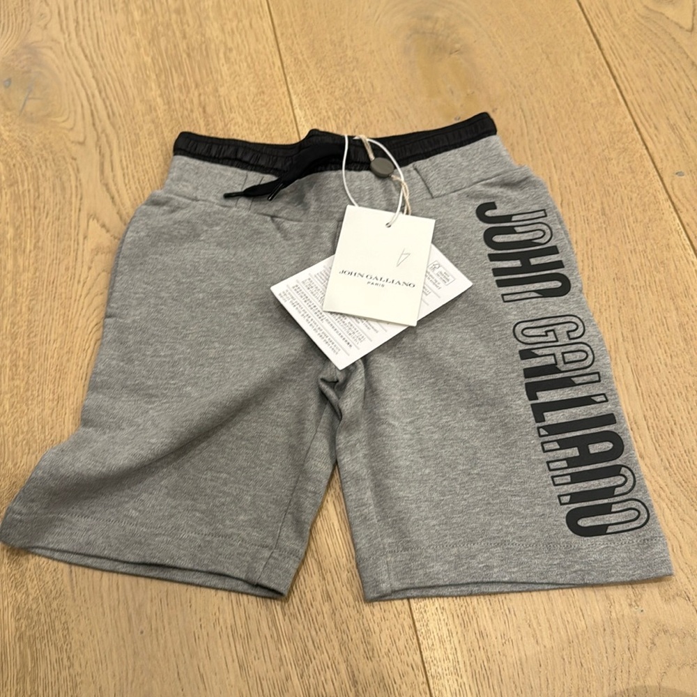 New grey kids John Galliano shorts with black detail